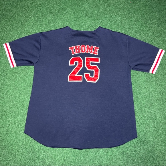 Vintage 90s Jim Thome Retro Cleveland Large Blue Baseball Jersey - Picture 1 of 7